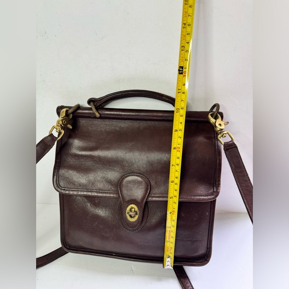 Vintage Coach Mahogany Brown Leather Willis Turnlock Shoulder Crossbody Bag 9927 - Picture 10 of 16